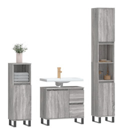 Ensemble de meubles de salle de bain 3 pcs Sonoma gris