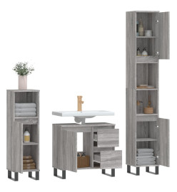 Ensemble de meubles de salle de bain 3 pcs Sonoma gris