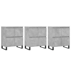 Buffets 3 pcs gris béton bois d'ingénierie