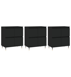 Buffets 3 pcs noir bois d'ingénierie