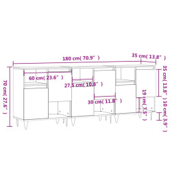 Buffets 3 pcs noir bois d'ingénierie