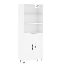 Buffet haut Blanc brillant 69,5x34x180 cm Bois d'ingénierie