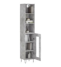 Buffet haut Gris béton 34,5x34x180 cm Bois d'ingénierie