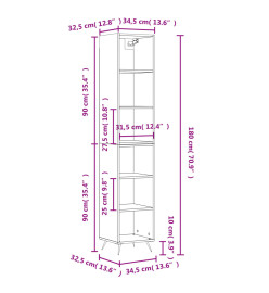 Buffet haut Chêne sonoma 34,5x32,5x180 cm Bois d'ingénierie