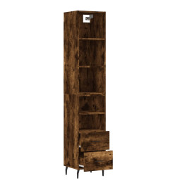 Buffet haut Chêne fumé 34,5x34x180 cm Bois d'ingénierie