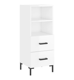 Buffet haut Blanc brillant 34,5x34x180 cm Bois d'ingénierie