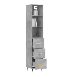 Buffet haut Gris béton 34,5x34x180 cm Bois d'ingénierie