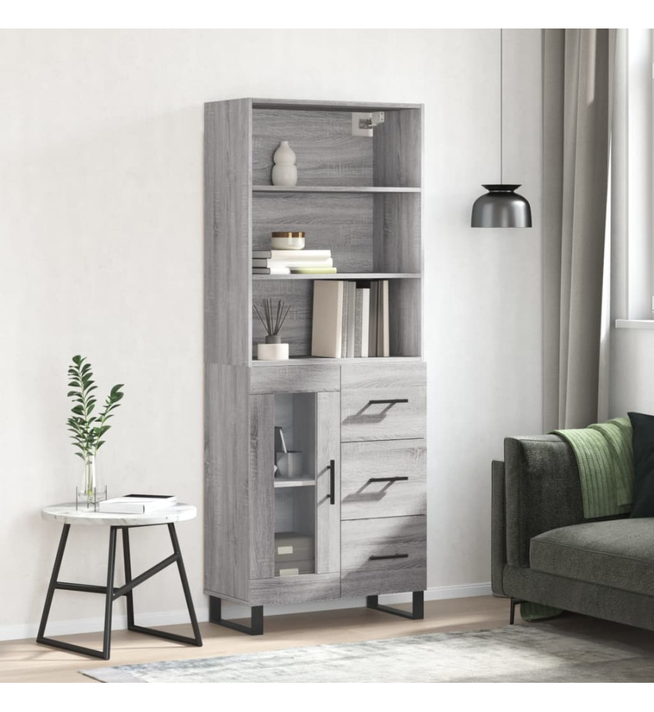 Buffet haut Sonoma gris 69,5x34x180 cm Bois d'ingénierie