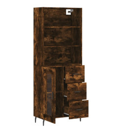 Buffet haut Chêne fumé 69,5x34x180 cm Bois d'ingénierie