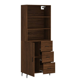 Buffet haut Chêne marron 69,5x34x180 cm Bois d'ingénierie