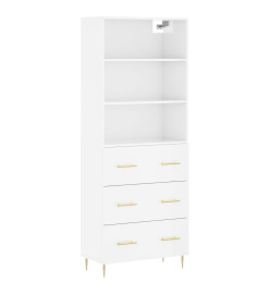 Buffet haut Blanc brillant 69,5x34x180 cm Bois d'ingénierie