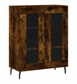 Buffet haut Chêne fumé 69,5x34x180 cm Bois d'ingénierie