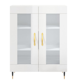 Buffet haut Blanc brillant 69,5x34x180 cm Bois d'ingénierie