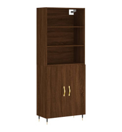 Buffet haut Chêne marron 69,5x34x180 cm Bois d'ingénierie