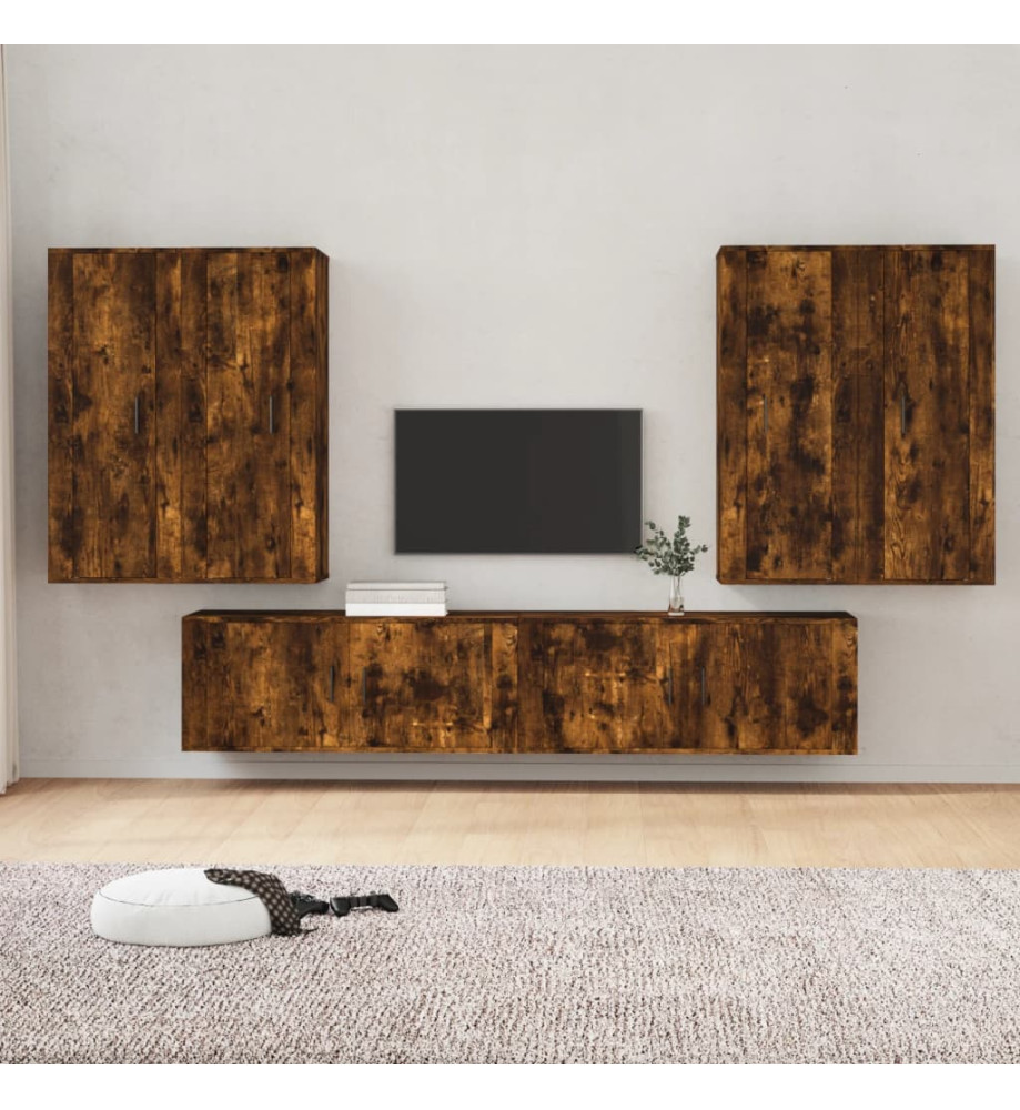 Ensemble de meubles TV 6 pcs Chêne fumé Bois d'ingénierie