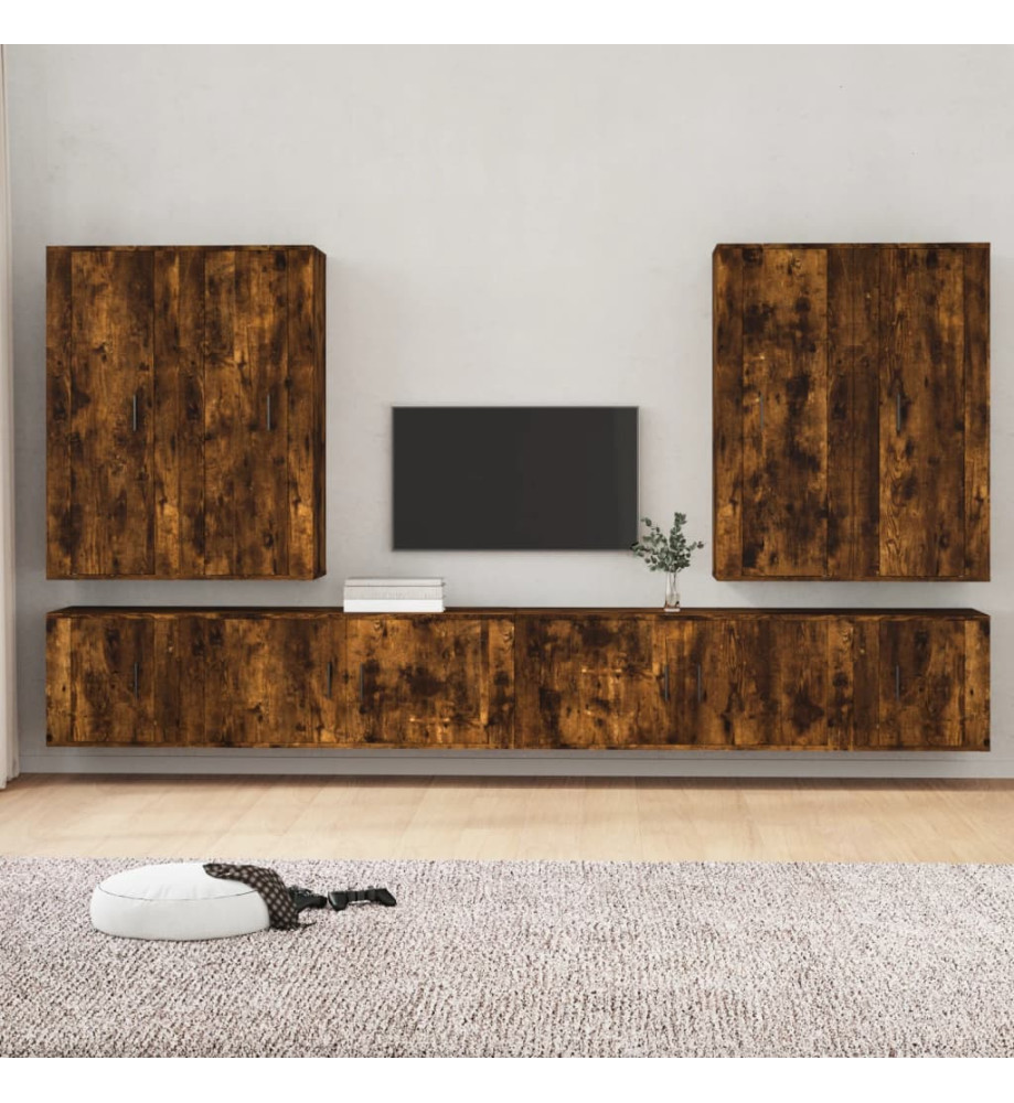 Ensemble de meubles TV 8 pcs Chêne fumé Bois d'ingénierie