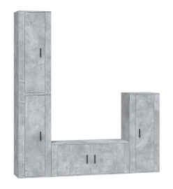 Ensemble de meubles TV 4 pcs Gris béton Bois d'ingénierie