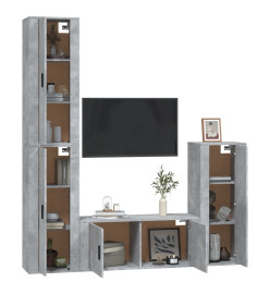 Ensemble de meubles TV 4 pcs Gris béton Bois d'ingénierie