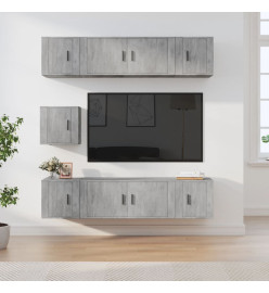 Ensemble de meubles TV 7 pcs Gris béton Bois d'ingénierie