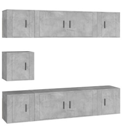 Ensemble de meubles TV 7 pcs Gris béton Bois d'ingénierie