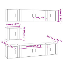 Ensemble de meubles TV 7 pcs Gris béton Bois d'ingénierie