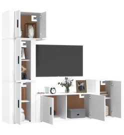 Ensemble de meubles TV 5 pcs Blanc Bois d'ingénierie