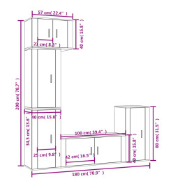 Ensemble de meubles TV 5 pcs Gris béton Bois d'ingénierie