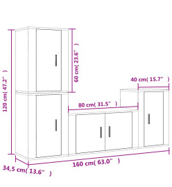 Ensemble de meubles TV 4 pcs Chêne marron Bois d'ingénierie