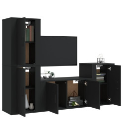 Ensemble de meubles TV 4 pcs Noir Bois d'ingénierie