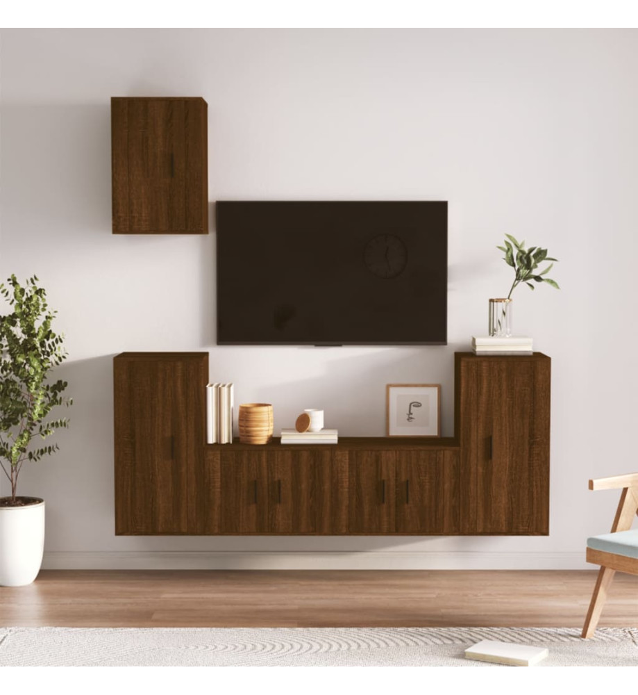 Ensemble de meubles TV 5 pcs Chêne marron Bois d'ingénierie