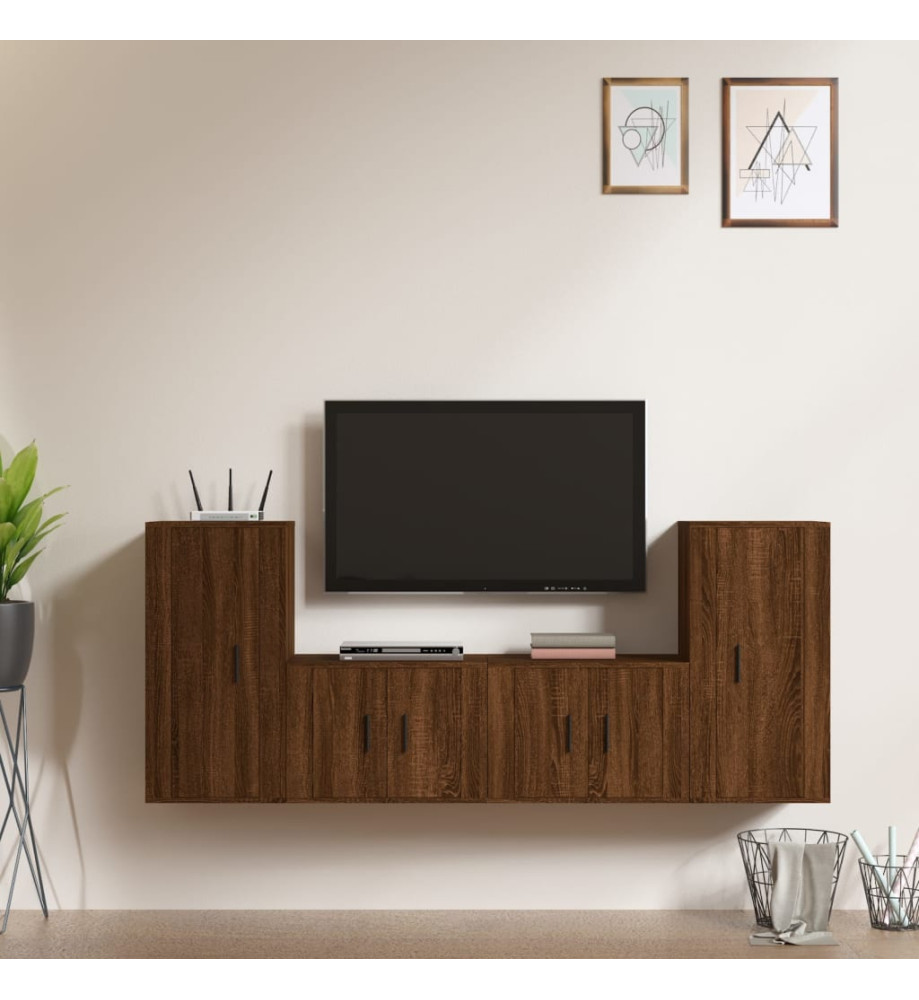 Ensemble de meubles TV 4 pcs Chêne marron Bois d'ingénierie