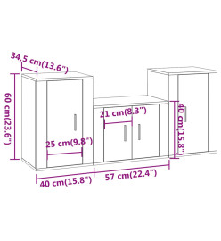 Ensemble de meubles TV 3 pcs Chêne marron Bois d'ingénierie