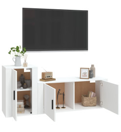 Ensemble de meubles TV 2 pcs Blanc Bois d'ingénierie