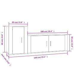 Ensemble de meubles TV 2 pcs Blanc Bois d'ingénierie