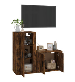 Ensemble de meubles TV 2 pcs Chêne fumé Bois d'ingénierie