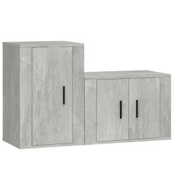 Ensemble de meubles TV 2 pcs gris béton bois d'ingénierie