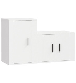 Ensemble de meubles TV 2 pcs Blanc Bois d'ingénierie