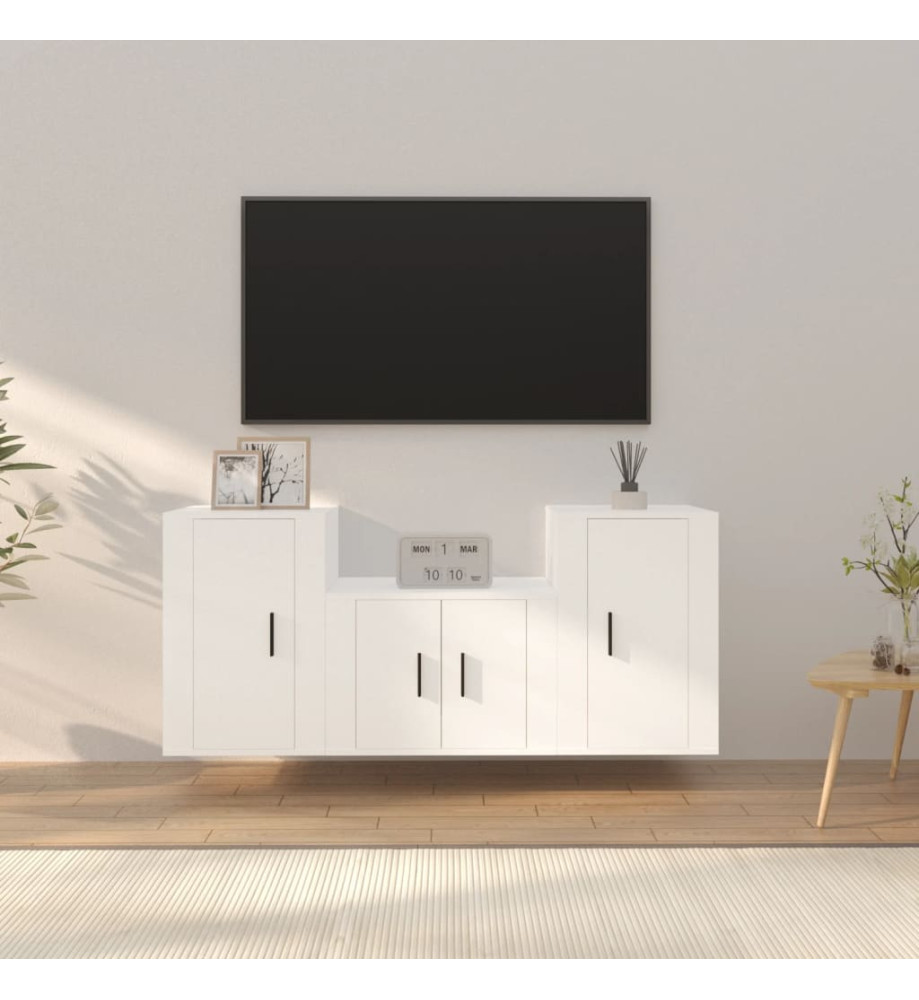 Ensemble de meubles TV 3 pcs Blanc Bois d'ingénierie