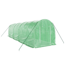 Serre avec cadre en acier vert 16 m² 8x2x2 m