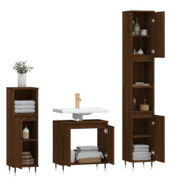 Ensemble d'armoires de salle de bain 3 pcs chêne marron