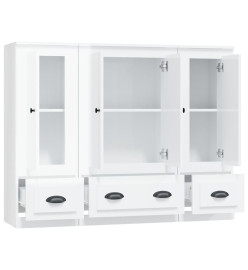 Buffets 3 pcs blanc brillant bois d'ingénierie