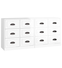 Buffets 2 pcs blanc brillant bois d'ingénierie