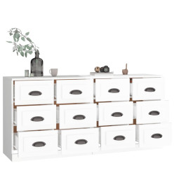 Buffets 2 pcs blanc brillant bois d'ingénierie