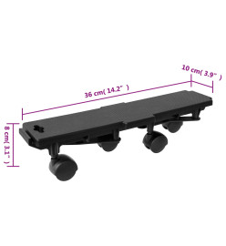 Chariots de déménagement à 4 roues 10 pcs noir PP 170 kg