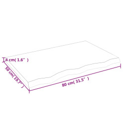 Comptoir de salle de bain 80x50x4 cm bois massif non traité