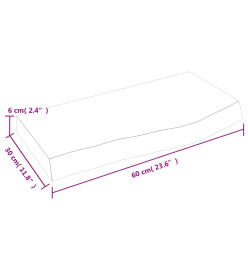 Comptoir de salle de bain 60x30x6 cm bois massif non traité