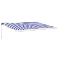 Auvent rétractable bleu et blanc 4,5x3 m tissu et aluminium