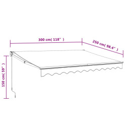 Auvent rétractable automatique anthracite 3x2,5 m