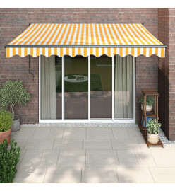 Auvent rétractable jaune et blanc 3x2,5 m tissu et aluminium