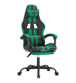 Chaise de jeu avec repose-pied Noir et vert Similicuir